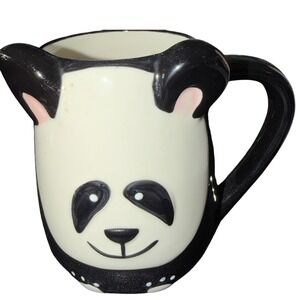 Tag Panda Coffee Mug Black White Ceramic 3D Animal Cup Sculpted